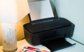 dorm printer on night stand